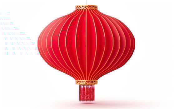 Happy Chinese New Year poster. Big Chinese traditional red lantern isolated on white background. Asian origami paper decoration. AI Generative photo