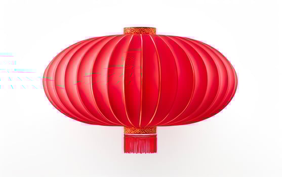 Happy Chinese New Year poster. Big Chinese traditional red lantern isolated on white background. Asian origami paper decoration. AI Generative photo