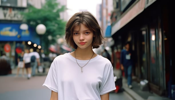 Youthful Intensity Close-Up Staring of a Girl AI generated photo