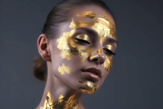 Lady gold paint skin. Generate Ai photo
