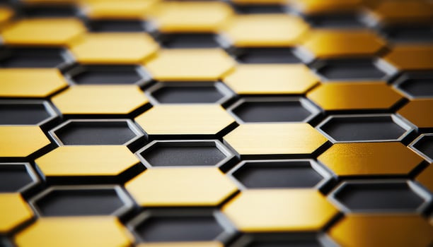 Atomic Shower Metal Atoms on Hexagonal Grid AI generated photo