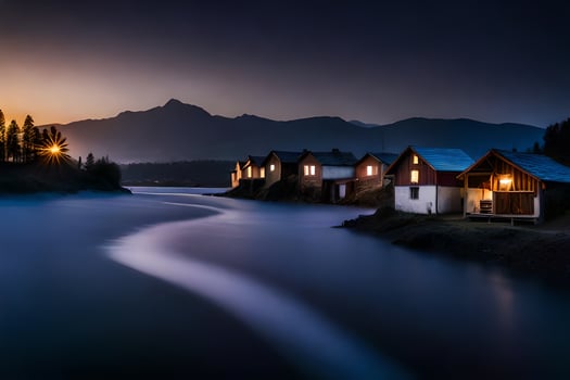 photo wallpaper the sky, mountains, lake, the sun, the mountains, the lake, the. AI-Generated