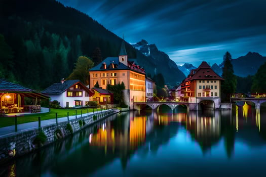 the beautiful town of hallstatt, austria. AI-Generated photo