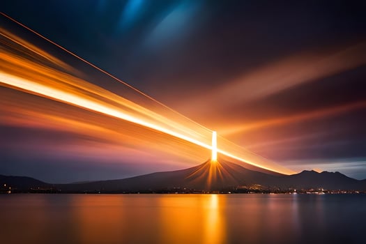 a long exposure photograph of a cross in the sky. AI-Generated photo