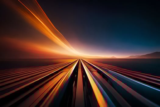 a long exposure photograph of a train track. AI-Generated photo