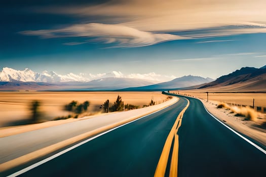 the road to the mountains. AI-Generated photo