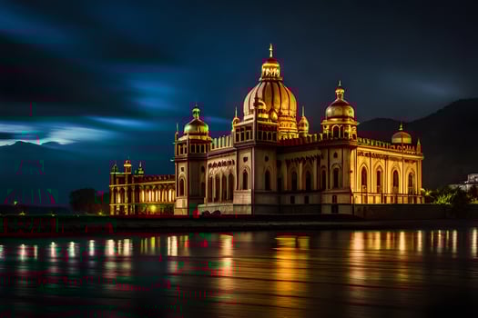 the golden temple at night. AI-Generated photo