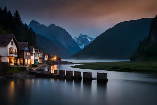 photo wallpaper the sky, mountains, water, the mountains, the lake, the mountains, the. AI-Generated