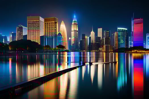 new york city skyline at night. AI-Generated photo