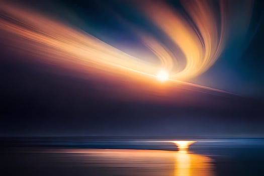 a long exposure photograph of a bright light in the sky. AI-Generated photo
