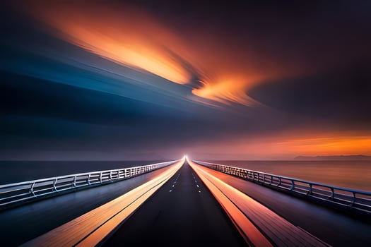 a long exposure photo of a bridge with a long exposure. AI-Generated