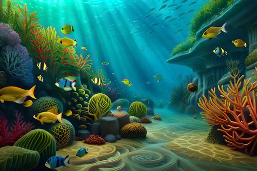 underwater scene with coral reef and fish. AI-Generated photo