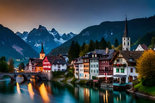 the beautiful town of hallstatt, switzerland. AI-Generated photo