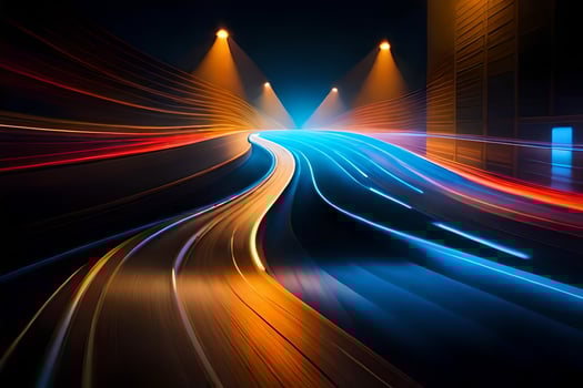 a long exposure photograph of a highway at night. AI-Generated photo