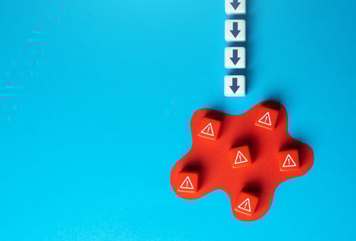 Danger lies ahead. Solve problems, eliminate danger. A dangerous stage that requires special care when passing. photo