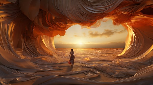 folded dreamscape, digital art illustration, Generative AI photo