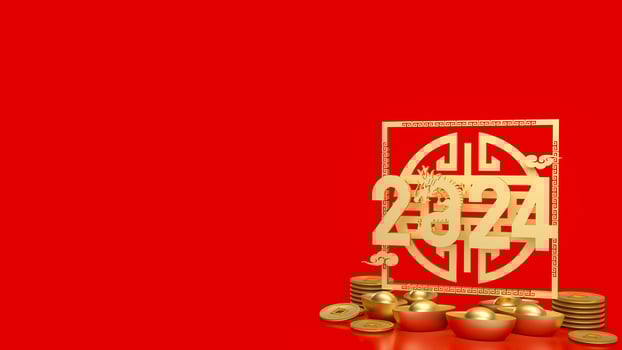 The 2024 year of dragon for holiday concept 3d rendering. photo