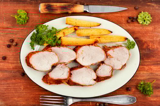 Baked pork meat. photo