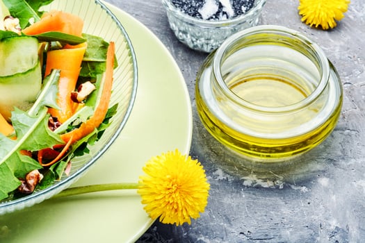 Fresh dandelion salad photo