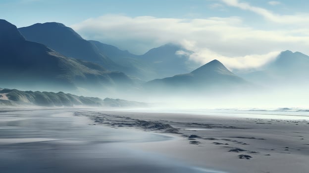 travel mountain beach mist landscape ai generated photo