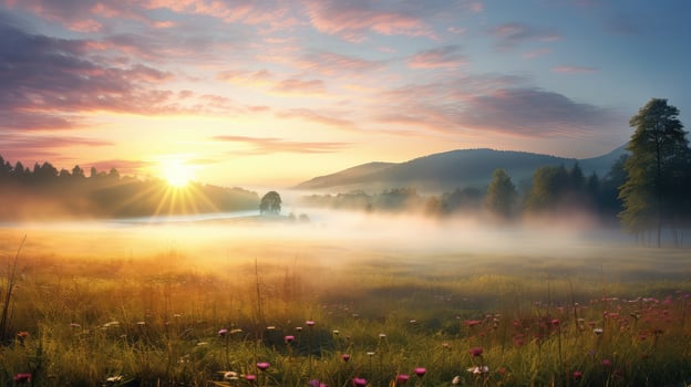 background autumn morning sunrise landscape ai generated photo