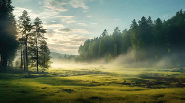 nature field morning forest landscape ai generated photo