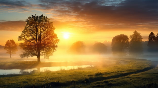 sunsummer spring sunset sunrise landscape ai generated photo