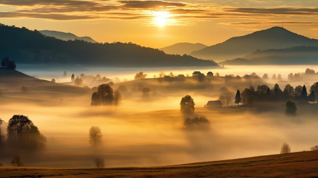 forest autumn morning sunrise landscape ai generated photo