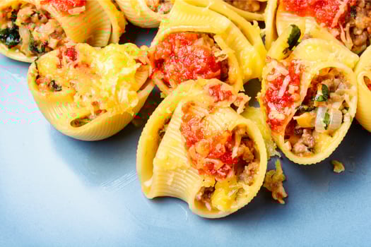 Pasta stuffed with meat photo