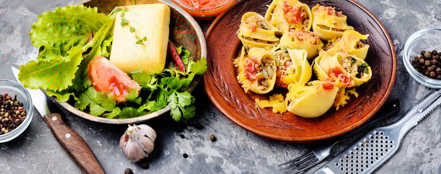 Pasta stuffed with meat photo