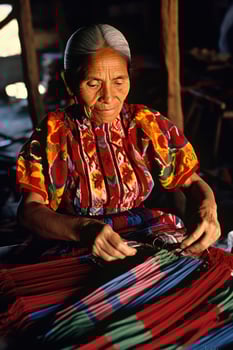 Master weaver is weaving fabric . AI Generated photo