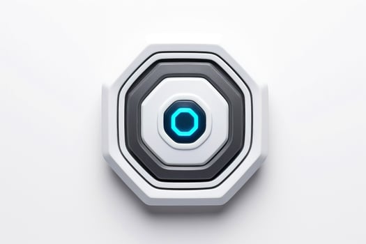 Abstract high tech multicolor button on white background, Generative AI photo