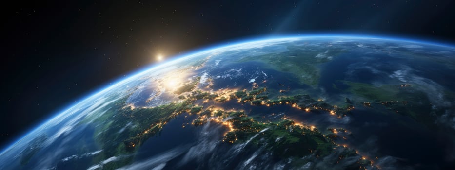 Planet of the earth view form space copy space, Generative AI photo