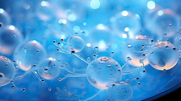 Molecular structure blue cells background fresh style, Generative AI photo