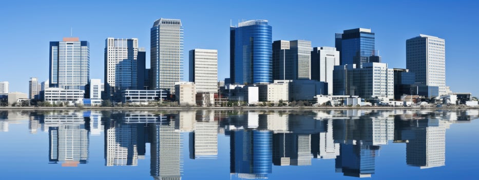 Central Business District, Office building low angle photography, generative ai photo