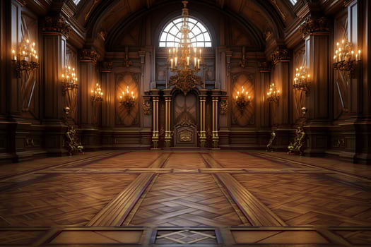 Luxury hall with wooden paneling and spacious space AI Generated photo