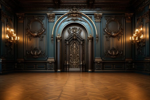 Luxury hall with wooden paneling and spacious space AI Generated photo
