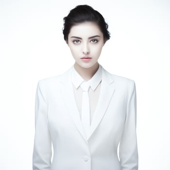 a beautiful woman in white dress posing for the camera ai generated photo