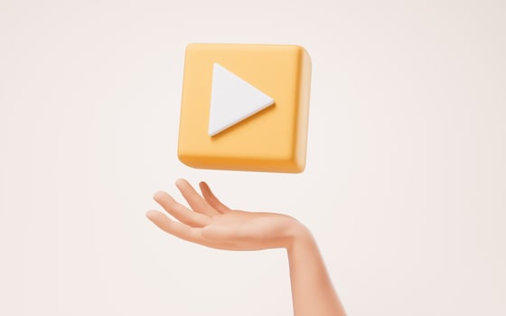Player icon in a hand, 3d rendering. photo