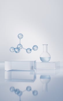 Chemical equipments and liquid, 3d rendering. photo