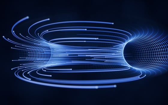 Flowing digital lines with cyberspace background, 3d rendering. photo