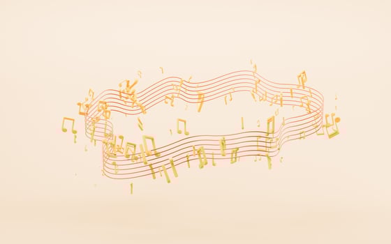 Music notes with cartoon style, 3d rendering. photo