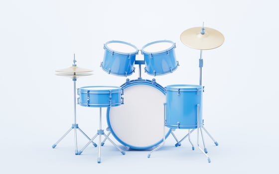 3D cartoon style drum set, 3d rendering. photo