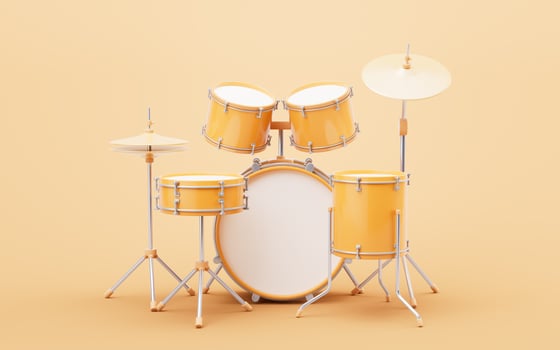 3D cartoon style drum set, 3d rendering. photo