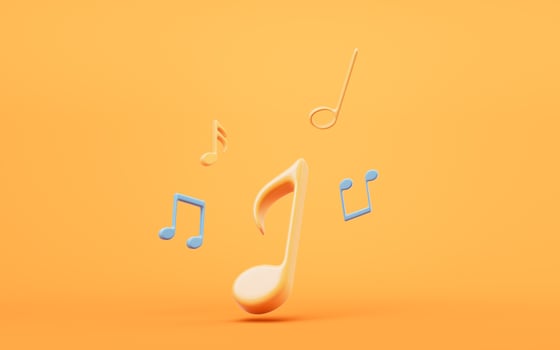 Music notes with cartoon style, 3d rendering. photo