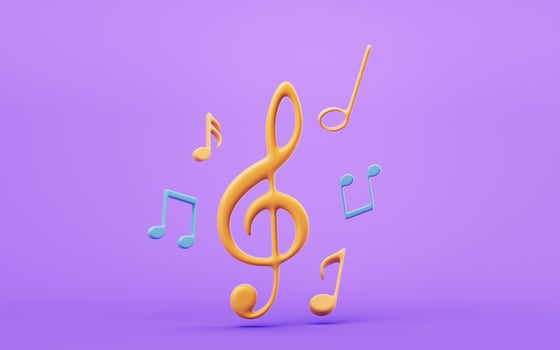 Music notes with cartoon style, 3d rendering. photo