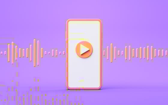 Music player sign with cartoon style, 3d rendering. photo
