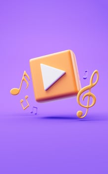 Music player sign with cartoon style, 3d rendering. photo