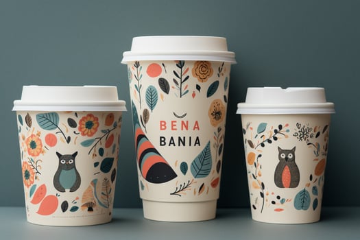 AI generated Paper cup mockup with wave pattern generated with AI photo