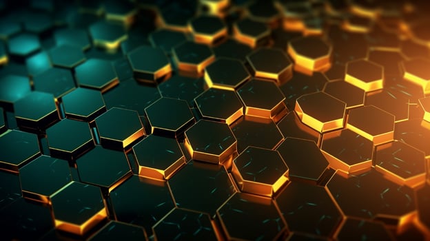 AI generated 3D rendering of abstract background with hexagons generated with AI photo